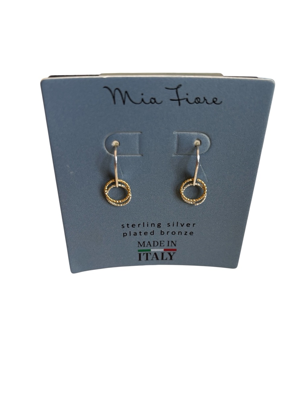 Mia Fiore Two-Tone Interlocking Double Circle sterling Silver Dangle Earrings.